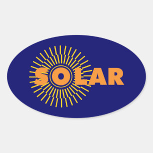 Solar Power Sun Ovaler Aufkleber