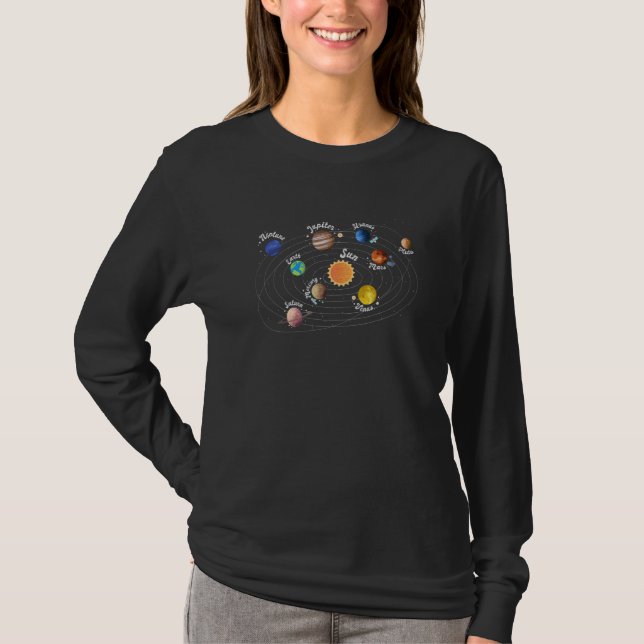 Solar System Kids Planets Outer Space Knowledge Sc T-Shirt (Vorderseite)