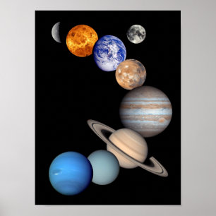 Solar System Montage JPL Planet-Foto Poster