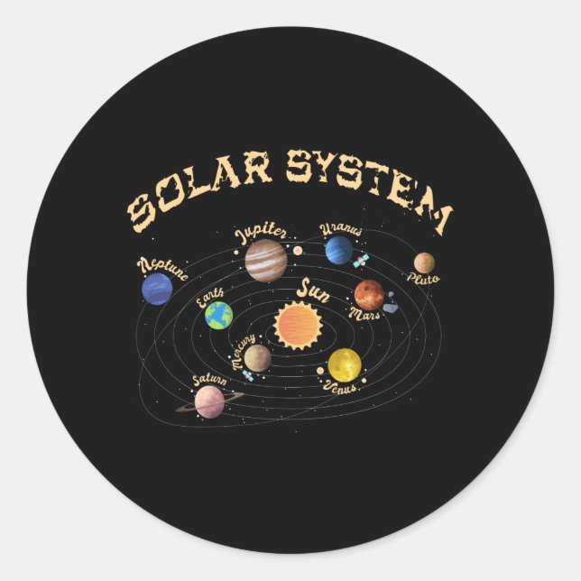 Solar System Planets Kids Knowledge Outer Space Runder Aufkleber (Vorderseite)