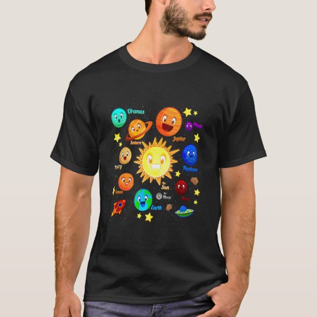 Solar System Planets Science Space Boys Mädchen Ki T-Shirt (Vorderseite)