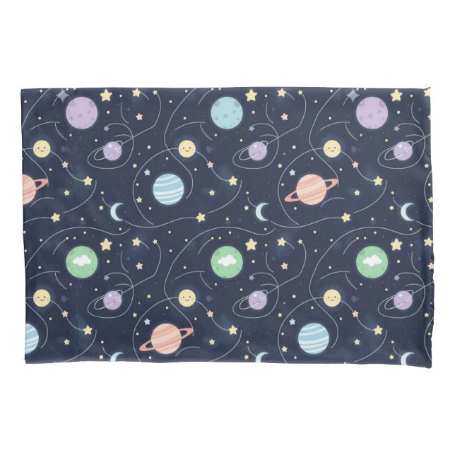 Solar System Planets Seamless Pattern Kissenbezug (Vorderseite-Links)