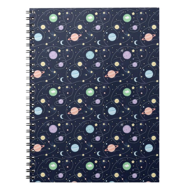 Solar System Planets Seamless Pattern Notizblock (Vorderseite)