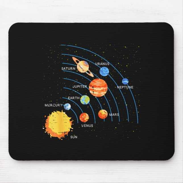 Solar System Sun Planets Orbit Space Galaxy Men Wo Mousepad (Vorne)