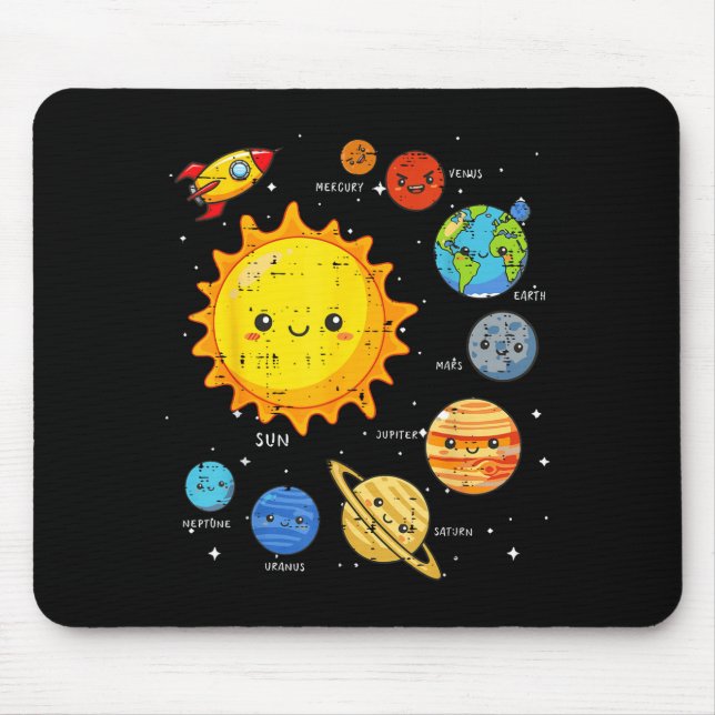 Solar System Sun Planets Rocket Space Galaxy Kids  Mousepad (Vorne)