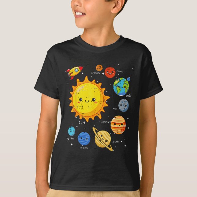 Solar System Sun Planets Rocket Space Galaxy Kids  T-Shirt (Vorderseite)
