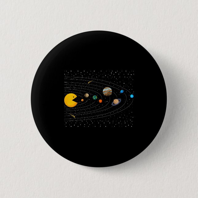 Solar System Video Game Funny Graphic Tees Planet  Button (Vorderseite)