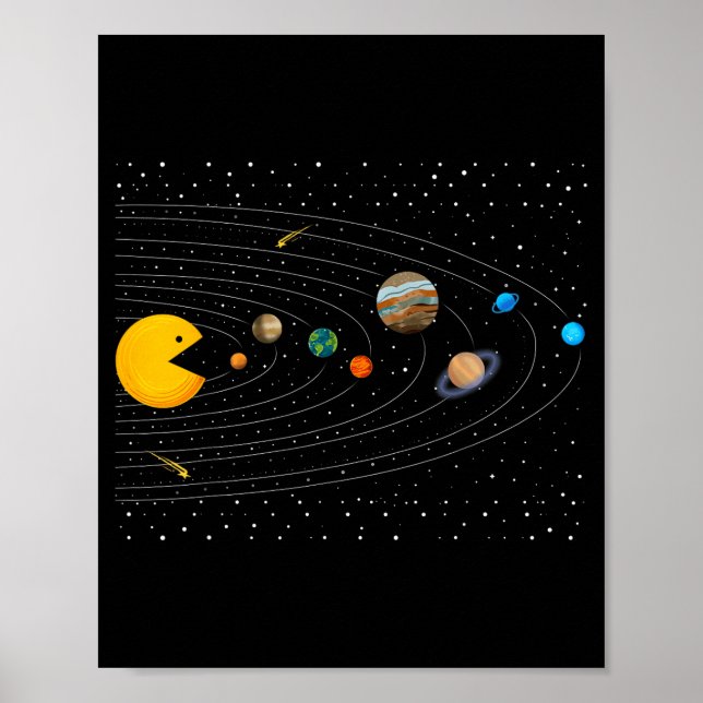 Solar System Video Game Funny Graphic Tees Planet  Poster (Vorne)