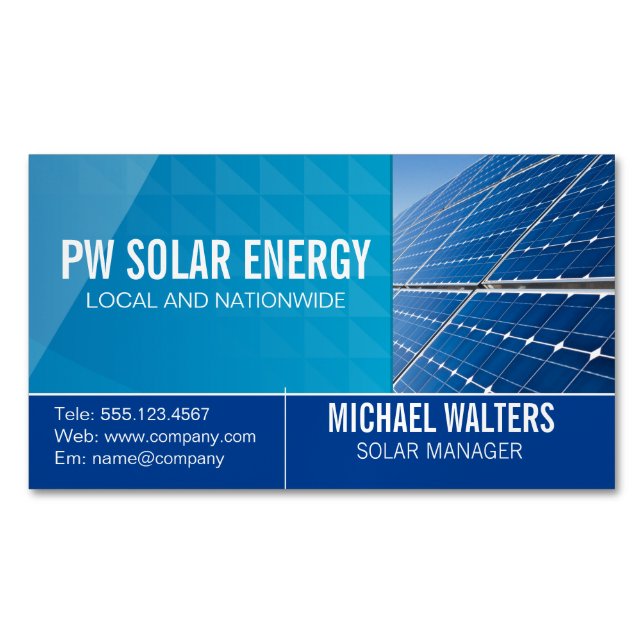 Solar Tech House Power Logo | Energie Magnetische Visitenkarte (Vorderseite)