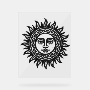 Solar Visage Siegel – Schwarzes Sonnen-Emblem Acrylschild