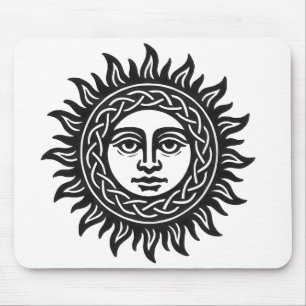Solar Visage Siegel – Schwarzes Sonnen-Emblem Mousepad