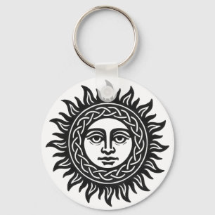 Solar Visage Siegel – Schwarzes Sonnen-Emblem Schlüsselanhänger