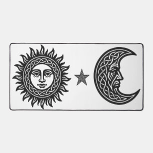 Solar Visage Siegel – Schwarzes Sonnen-Emblem Schreibtischunterlage