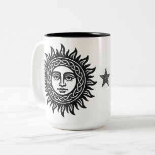 Solar Visage Siegel – Schwarzes Sonnen-Emblem Zweifarbige Tasse