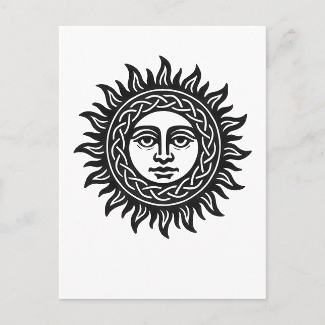 Solar Visage Sigil – Black Sun Emblem Tee Postkarte (Vorderseite)