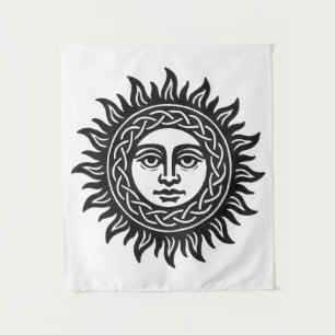 Solar Visage Sigil – Black Sun Emblem Wandteppich