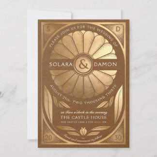 SOLARA III - Floral Faux Gold Faire-part de mariag