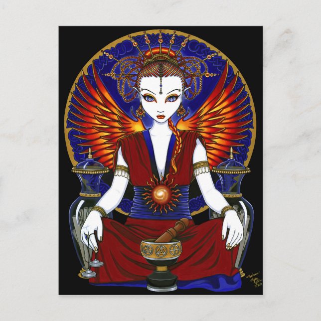 "Solara" Sun Göttin-Feuer-Engels-Postkarte Postkarte (Vorderseite)