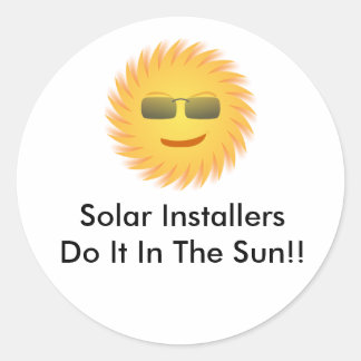 Solaranlage machen es in der Sonne!! Runder Aufkleber