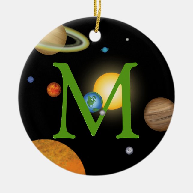 Solaranlagen im Mit Monogramm Weltraum Keramik Ornament (Vorne)