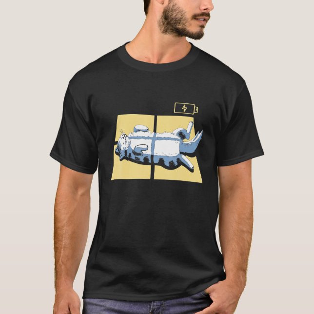 Solaraufladung Funny Cat Lazy für Katze Lover T Sh T-Shirt (Vorderseite)