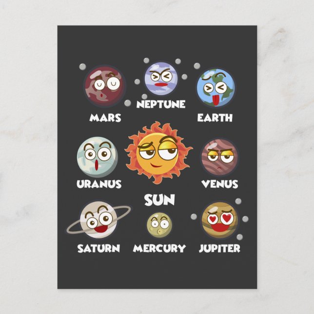 Solare Bildung Galaxy System mit witzigen Raumplan Postkarte (Vorderseite)
