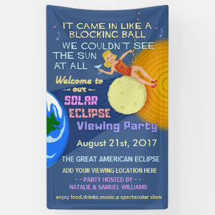 Solareklipse-Party lustiger Retro Sun, der 2017 Banner