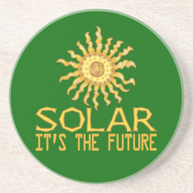 Solarenergie Sandstein Untersetzer (Vorne)