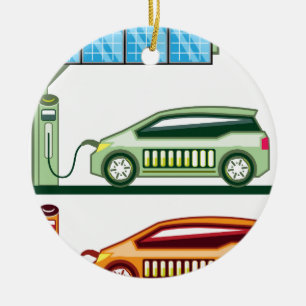 Solarladestations-elektrisches Fahrzeug Keramik Ornament