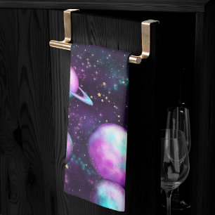 Solarleuchte Cosmic Blue Lila Pink Planet Geschirrtuch