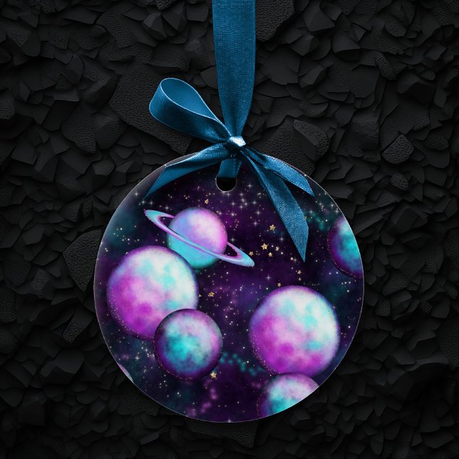 Solarleuchte | Cosmic Blue Lila Pink Planet Keramik Ornament (Von Creator hochgeladen)