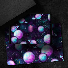 Solarleuchte | Cosmic Blue Lila Pink Planet Seidenpapier