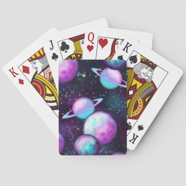 Solarleuchte | Cosmic Blue Lila Pink Planet Spielkarten (Rückseite)