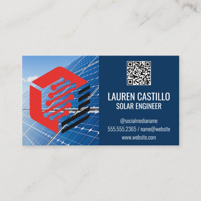 Solarpaneele und technische Energie Visitenkarte (Vorderseite)