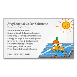 Solarpanel-Reinigungs-Wartungs-Cartoon Magnetische Visitenkarte