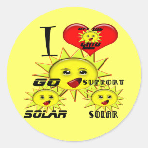 Solarstrom Süße Sonnen Design Werbeartikel Runder Aufkleber