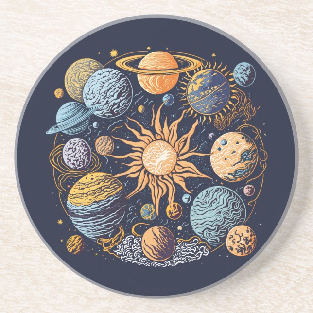 Solarsystem-Grafikdesign Getränkeuntersetzer (Vorne)