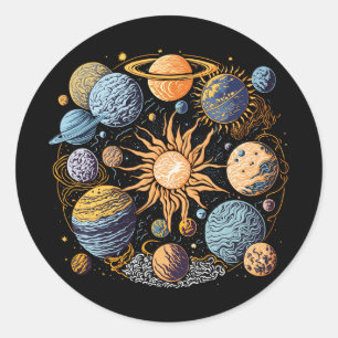 Solarsystem-Grafikdesign Runder Aufkleber
