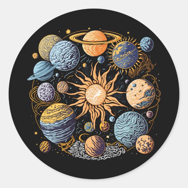 Solarsystem-Grafikdesign Runder Aufkleber (Vorderseite)