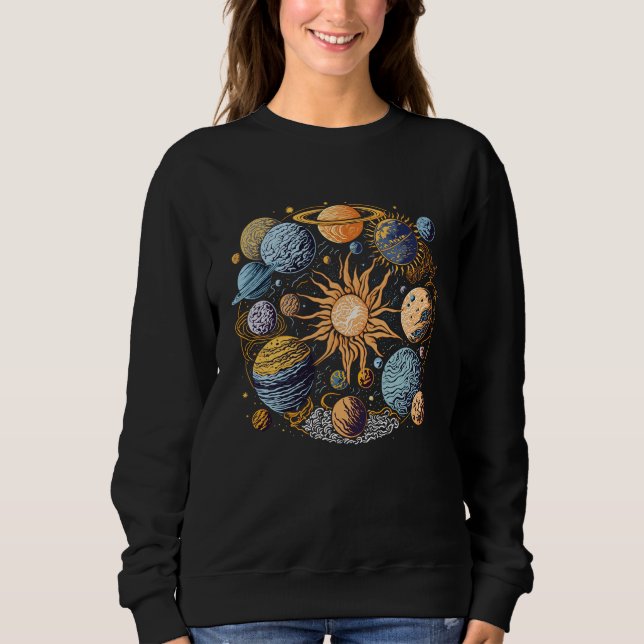 Solarsystem-Grafikdesign Sweatshirt (Vorderseite)