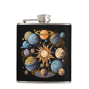 Solarsystem Graphic Flachmann