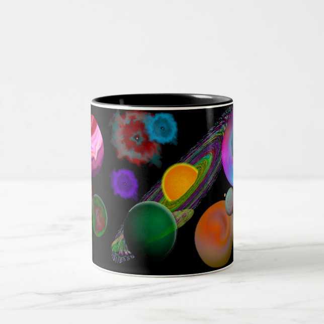 Solarsystems-Entwurfs-Tasse Zweifarbige Tasse (Mittel)