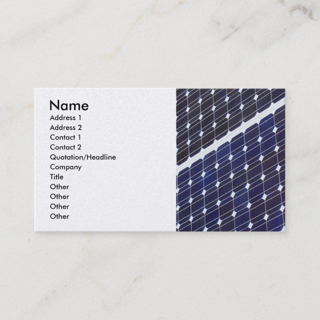 Solarzelle, Name, Anschrift 1, Anschrift 2, Kontak Visitenkarte (Vorderseite)
