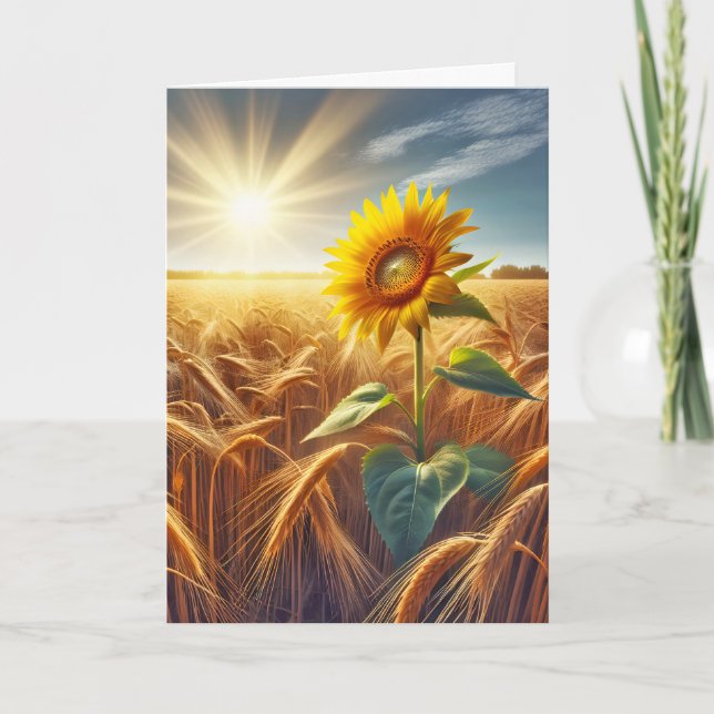 Solarzelle Sonnenblumen in Weizenfeld-Förderung Karte (Vorderseite)
