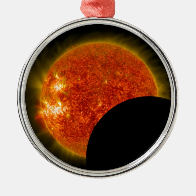 Solarzellen-Eclipse in Arbeit Silbernes Ornament (Vorne)