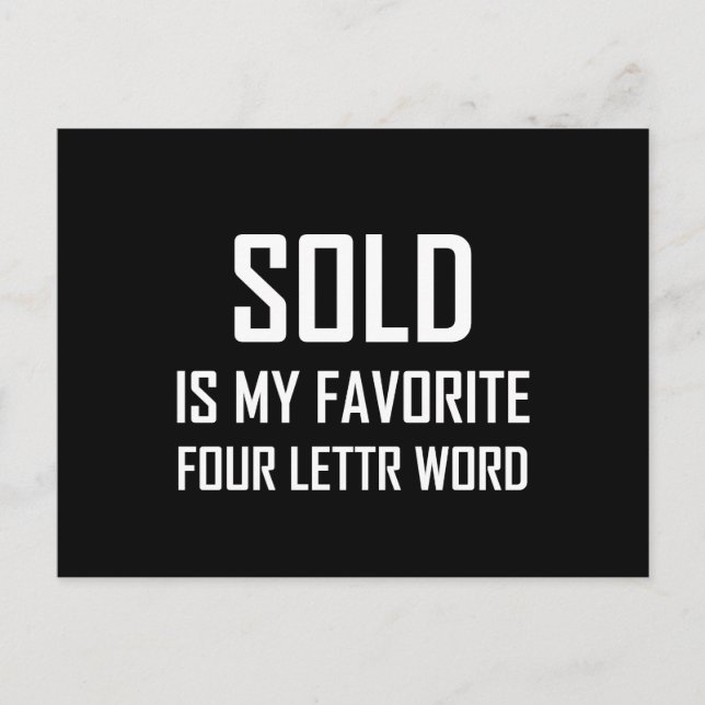 Sold Favorite Four Letter Word Funny Postkarte (Vorderseite)