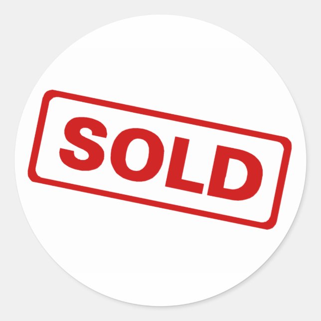 Sold Sign Runder Aufkleber (Vorderseite)