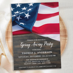 Soldat Abschiedsparty Militär Amerikanische Flagge Einladung