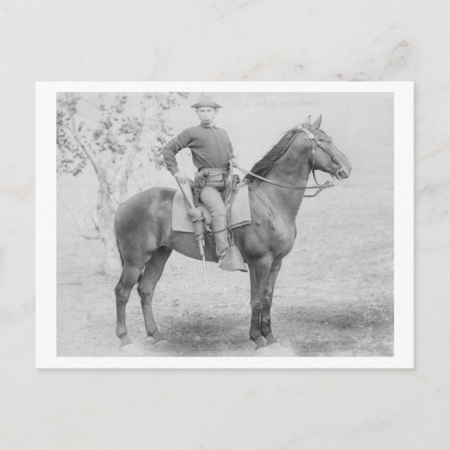 Soldat auf seinem Pferd in South Dakota Fotograf Postkarte (Vorderseite)