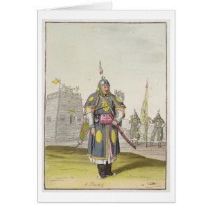 Soldat chinois dans la pleine robe de bataille,